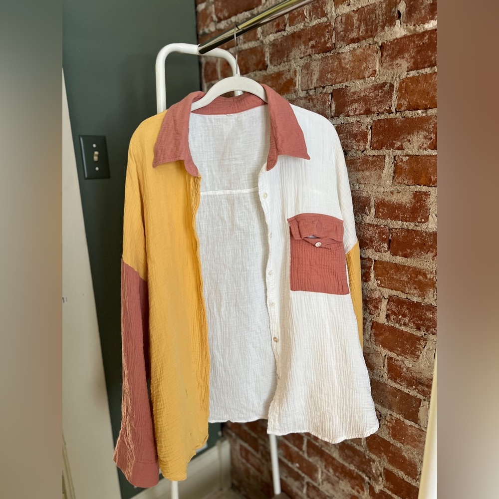 XXL Colorblock Button Up Shirt